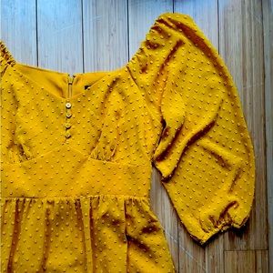 J. Crew Marigold Yellow Tiered Long Sleeve Dress In Swiss Dot Size 6